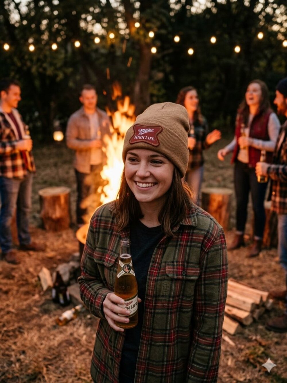 Miller High Life Knit Cuffed Beanie in Caramel
